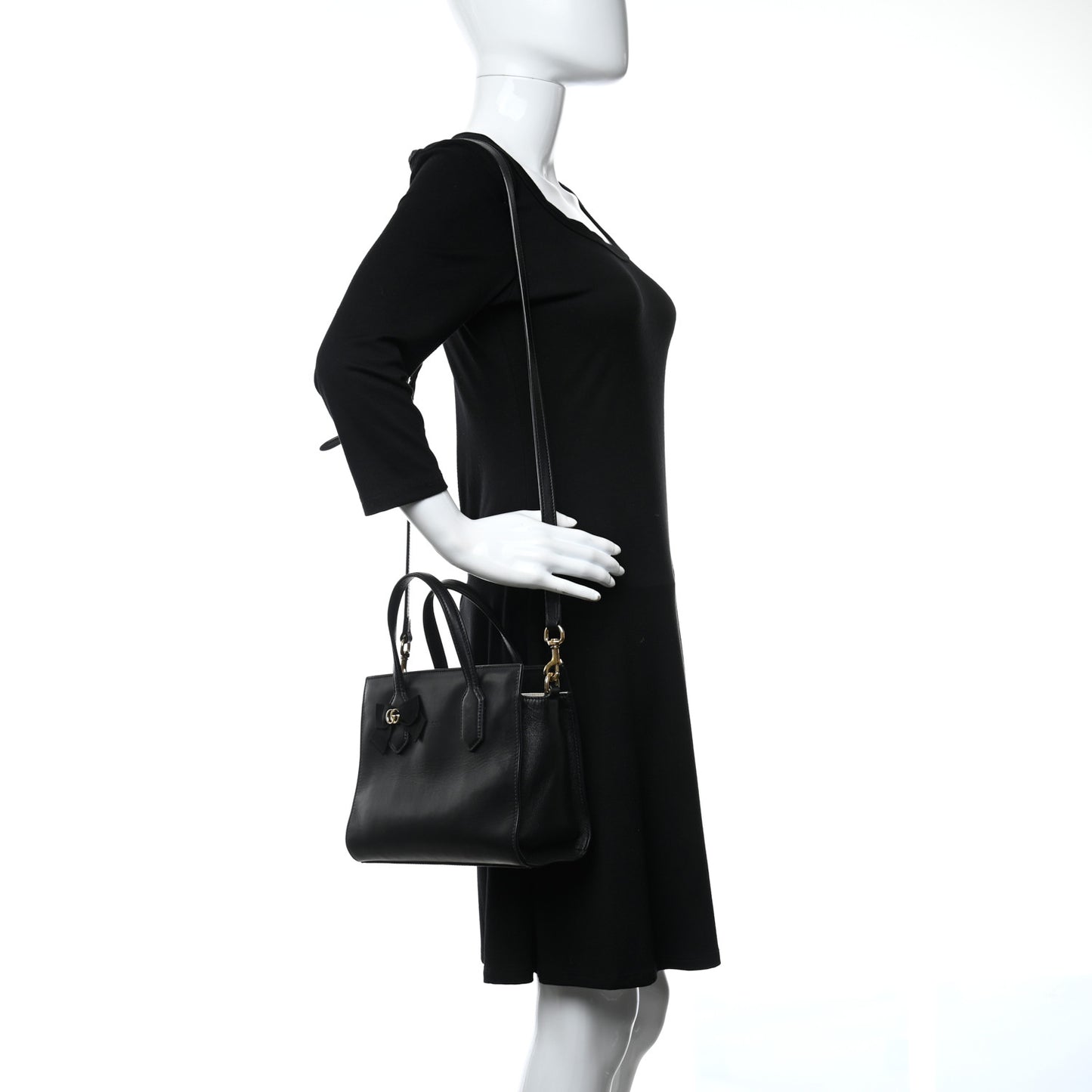 Calfskin Marmont Ribbon Top Handle Bag Black