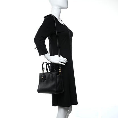 Gucci Calfskin Marmont Ribbon Top Handle Bag Black 3 of 10