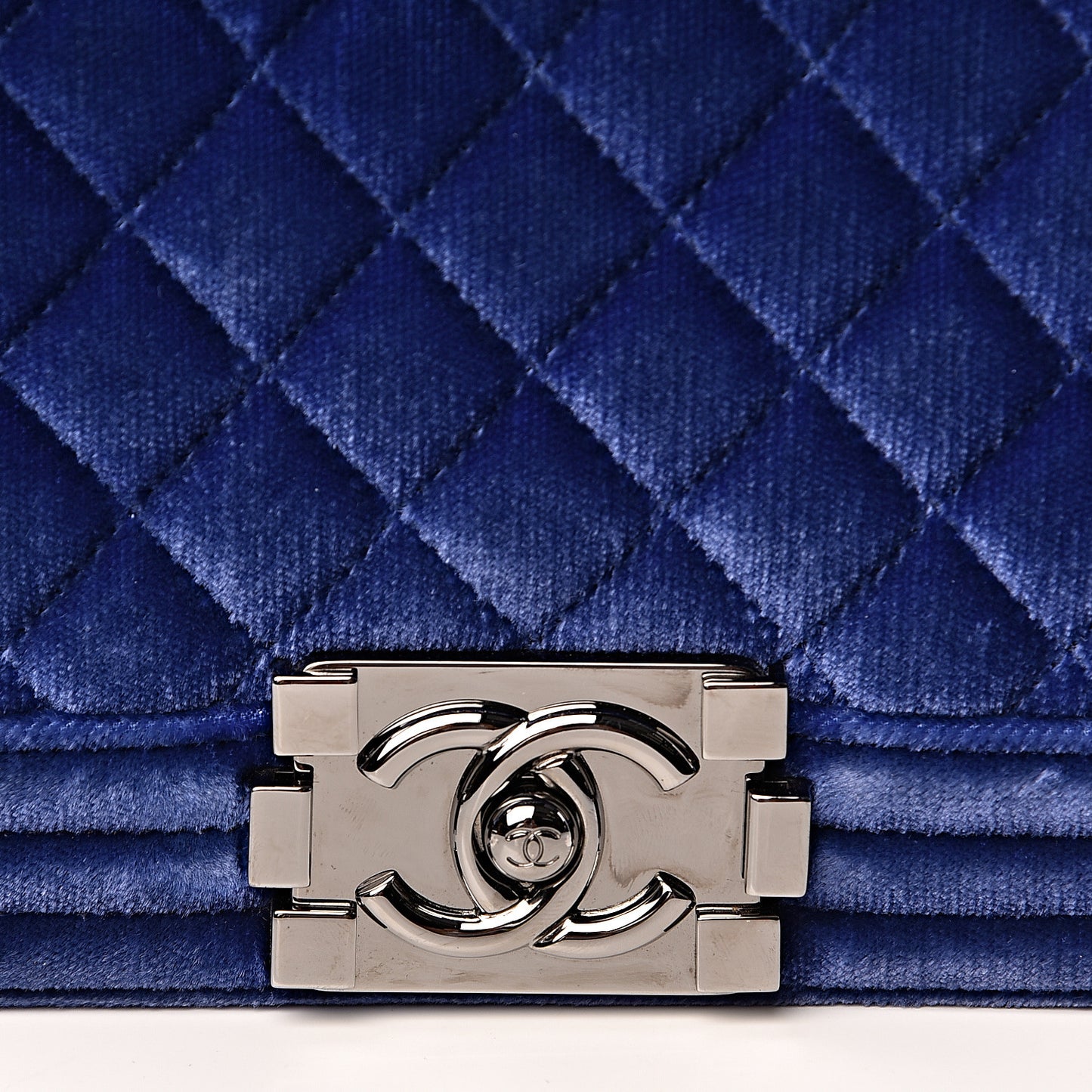 Velvet Quilted Medium Boy Flap Blue