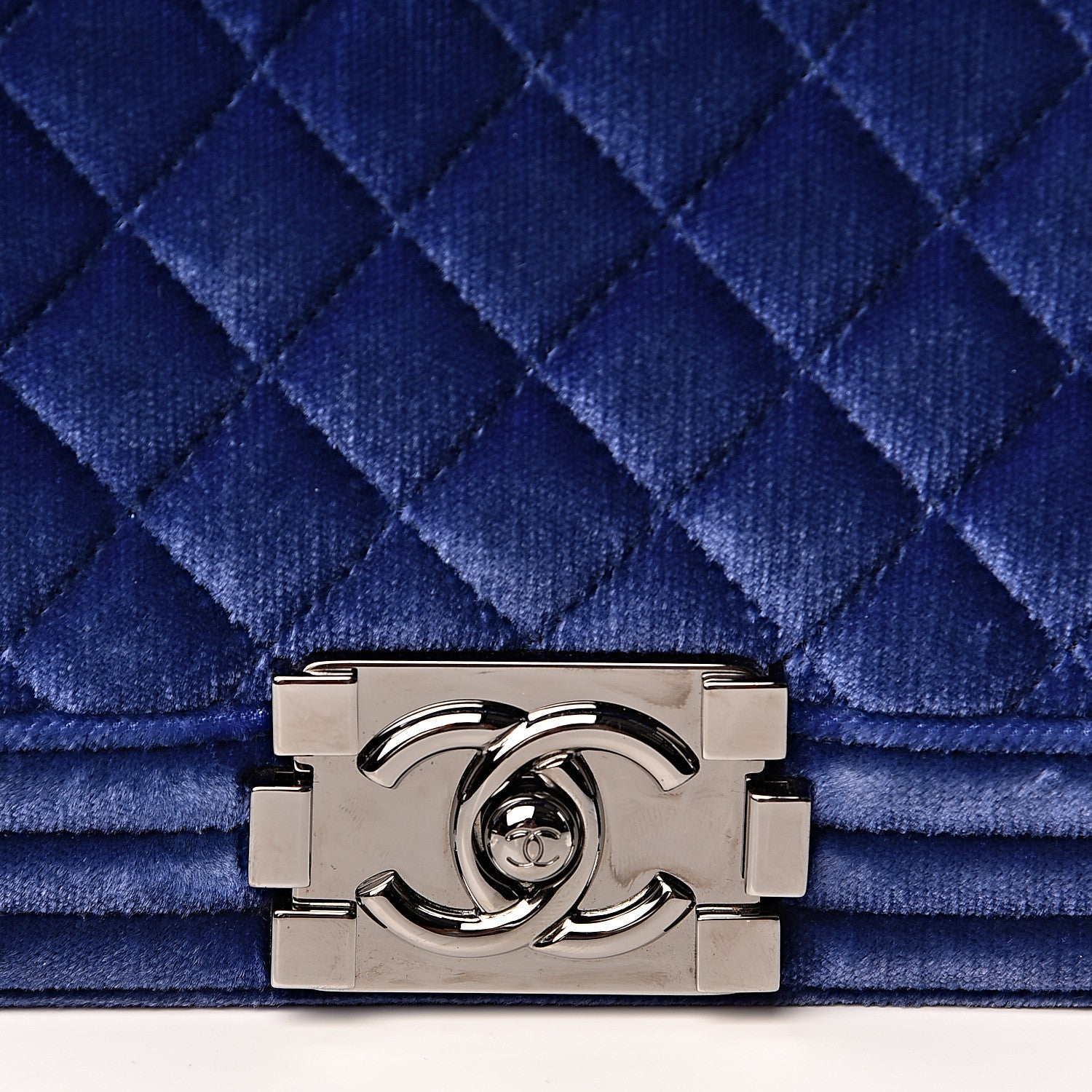 Chanel Velvet Quilted Medium Boy Flap Blue 10 of 11