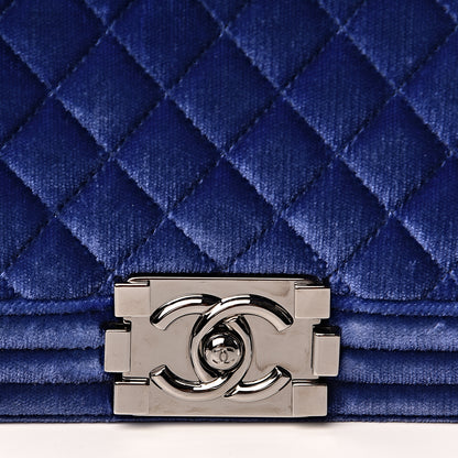 Chanel Velvet Quilted Medium Boy Flap Blue 10 of 11
