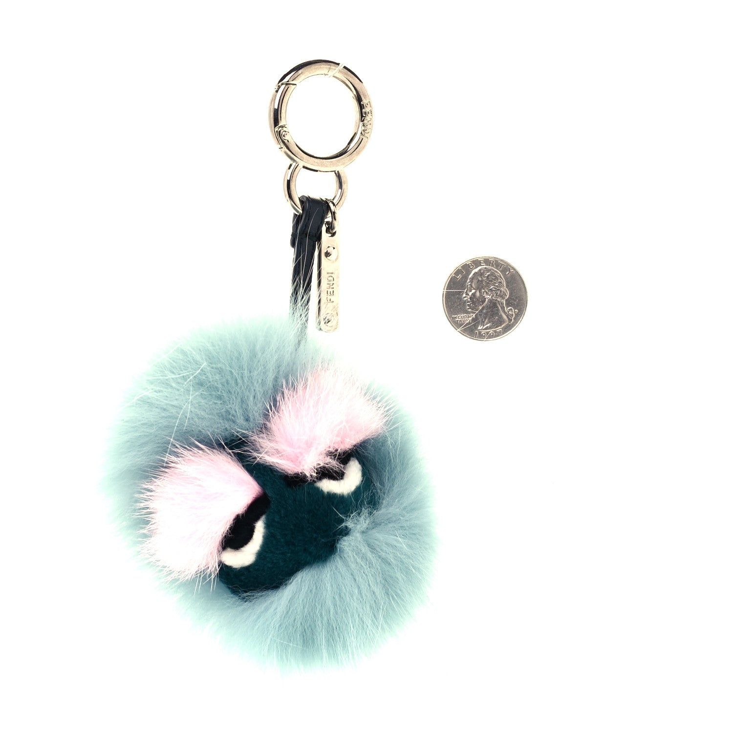 Fendi Fox Mink Rabbit Fur Vitello Flamingo Mini Monster Bag Bug Charm Lagoon Black Multicolor 4 of 5