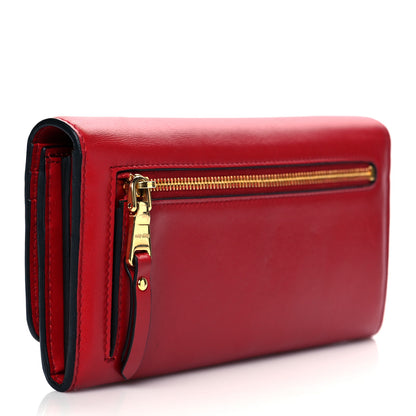 Miu Miu Soft Calfskin Bow Continental Wallet Rosso Black 4 of 8
