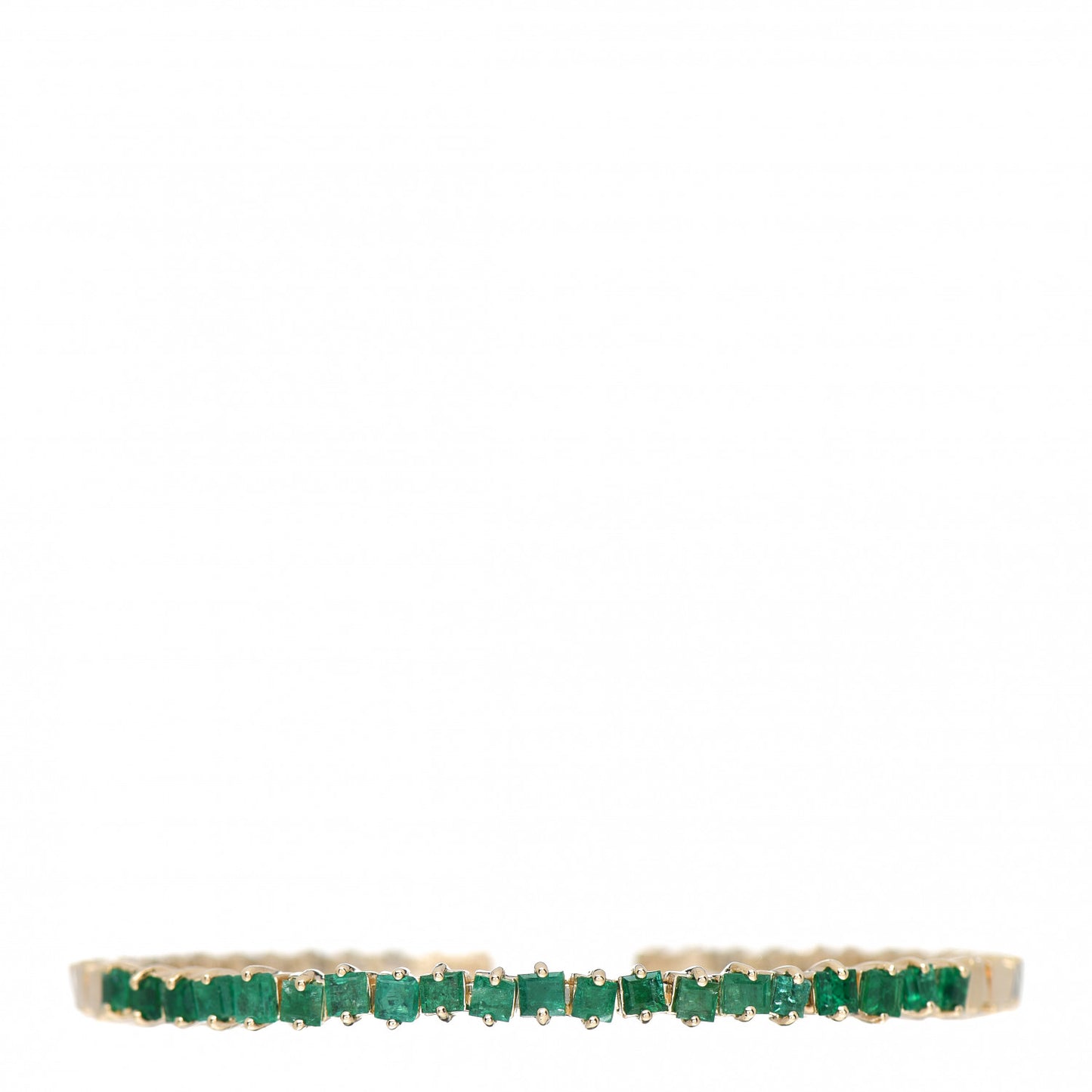 18K Yellow Gold Emerald Princess Cut Cuff Bracelet