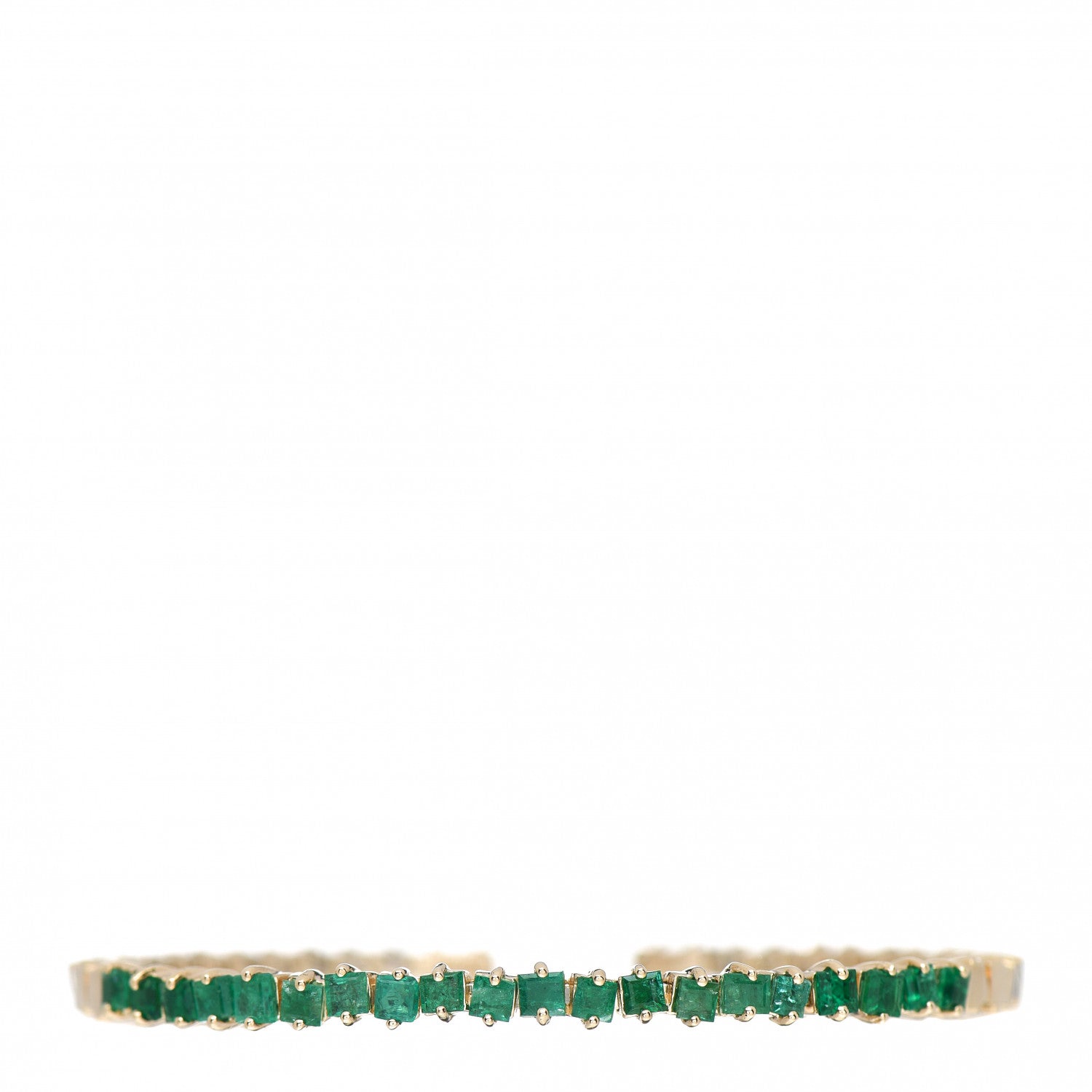 Suzanne Kalan 18K Yellow Gold Emerald Princess Cut Cuff Bracelet 1 of 4