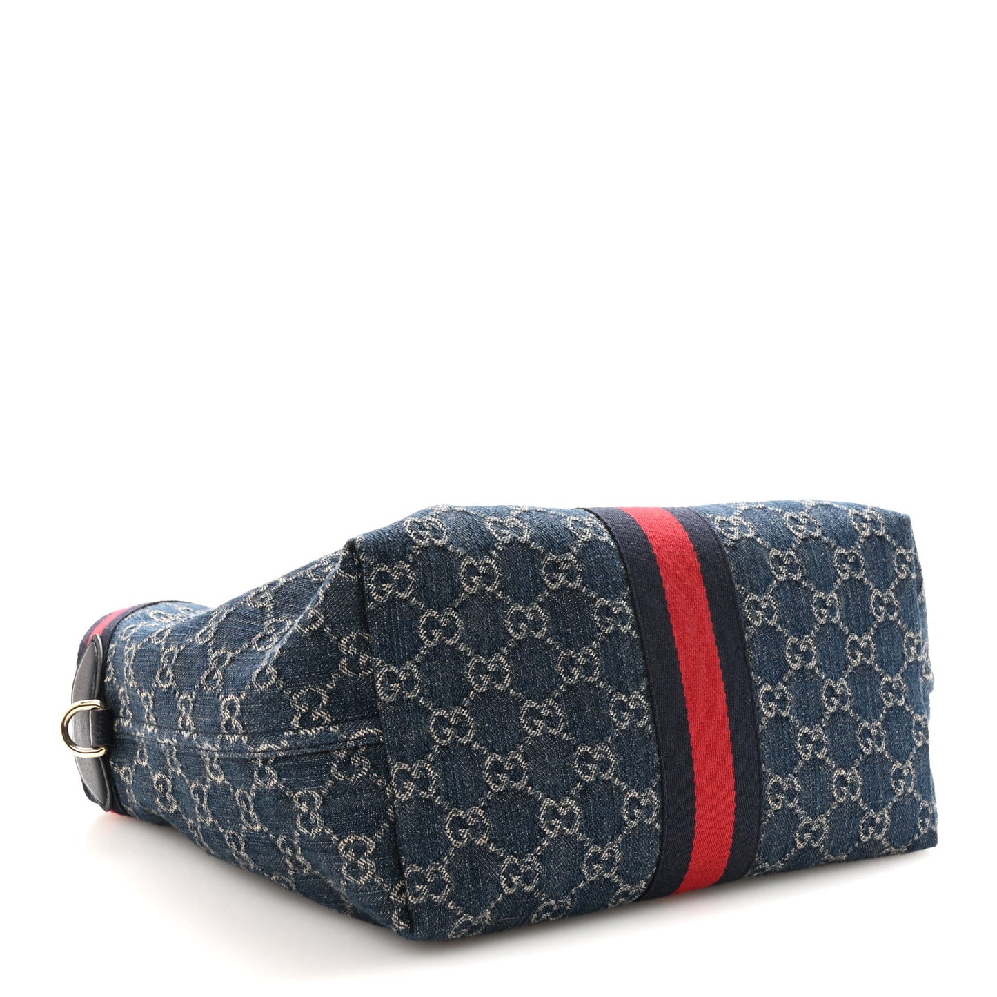 Denim GG Monogram Web Small Giglio Tote Blue White