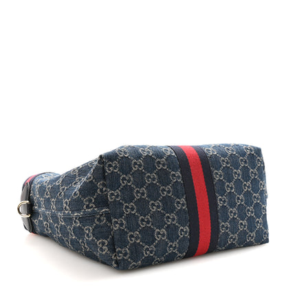 Gucci Denim GG Monogram Web Small Giglio Tote Blue White 5 of 10