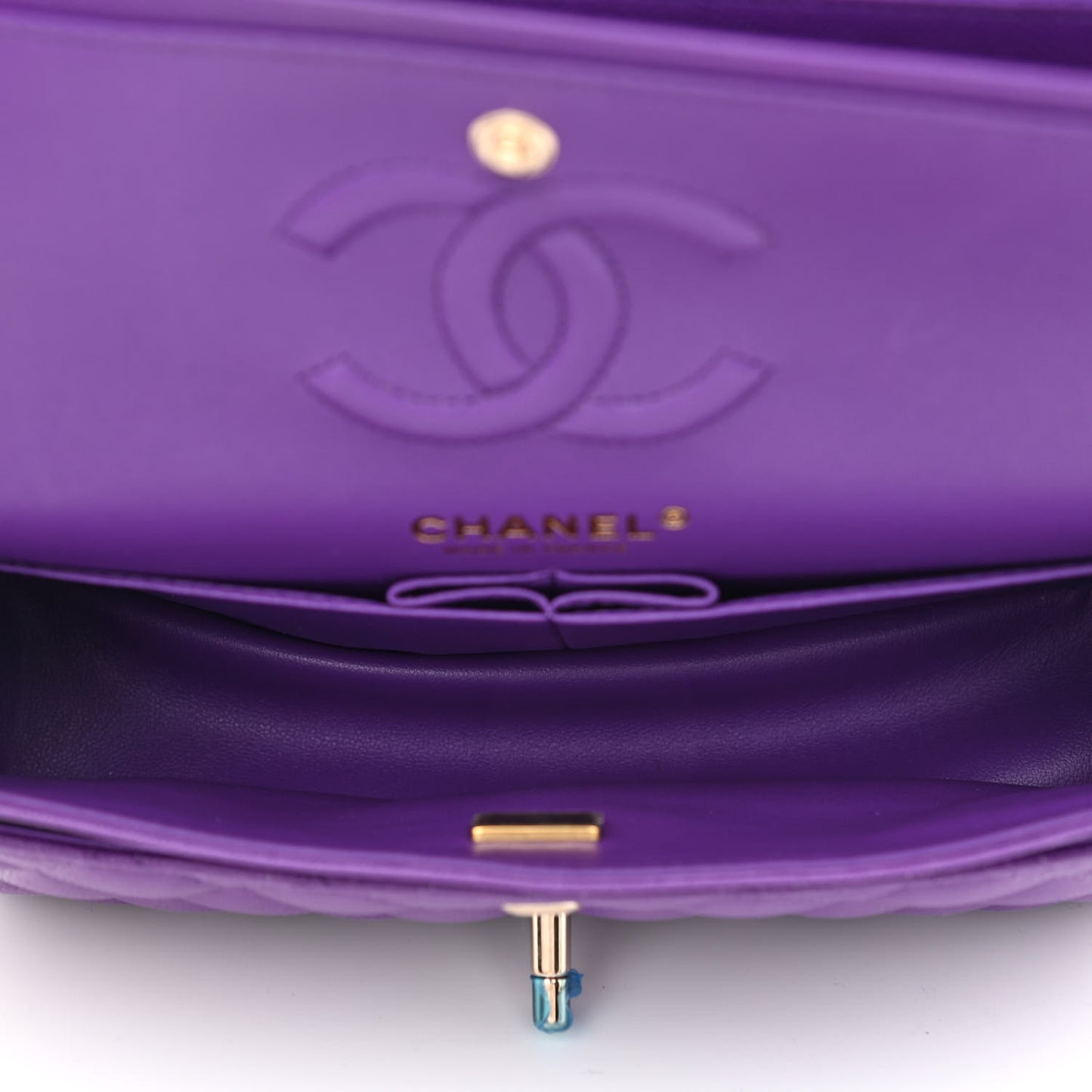 Caviar Quilted Small Double Flap Dark Purple