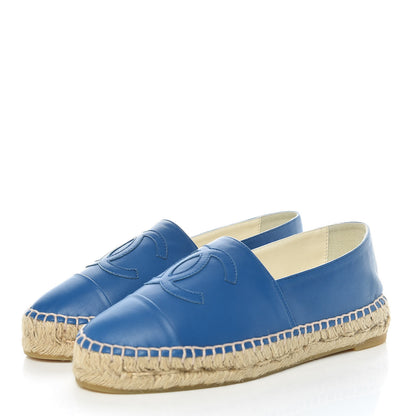 Chanel Lambskin CC Espadrilles 36 Blue 3 of 9