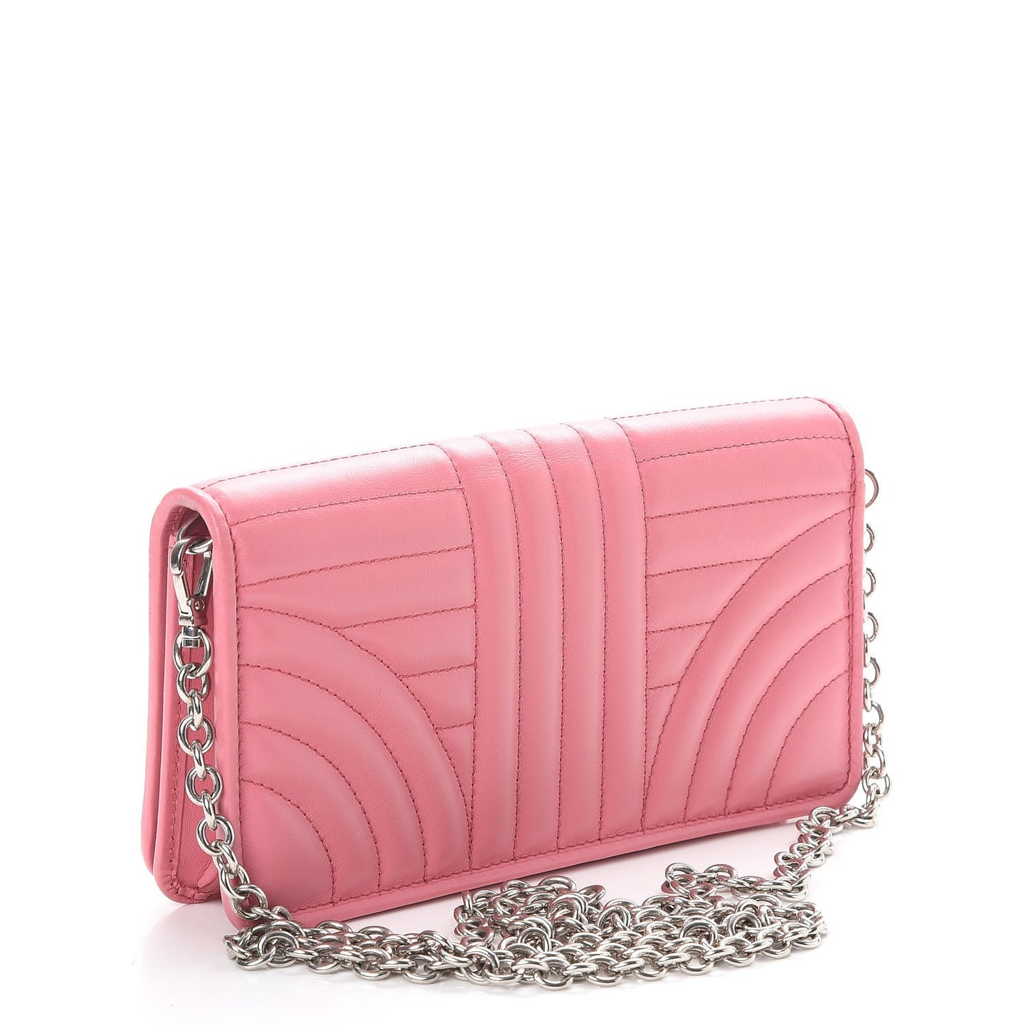 Soft Calf Quilted Diagramme Chain Wallet Begonia