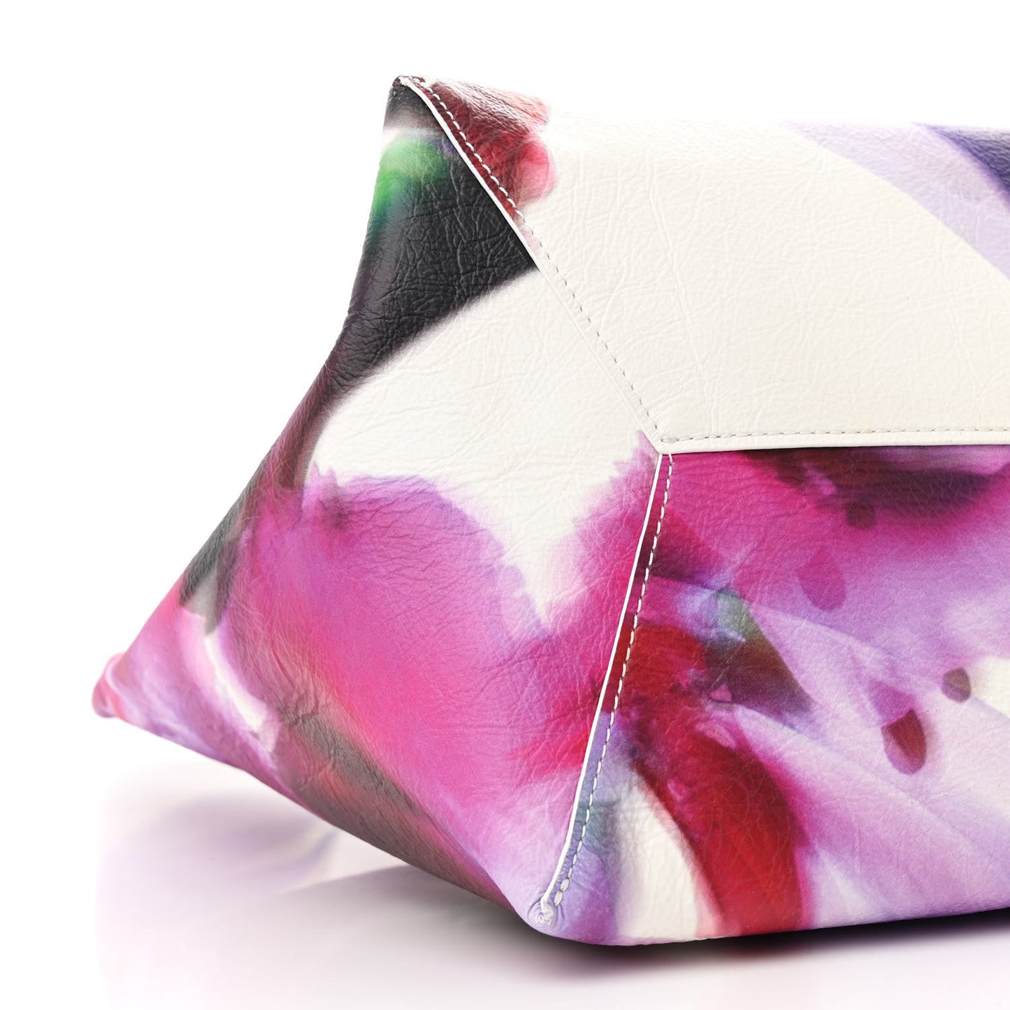 Crinkled Calfskin Future Floral Medium The Sack Bag White Multicolor