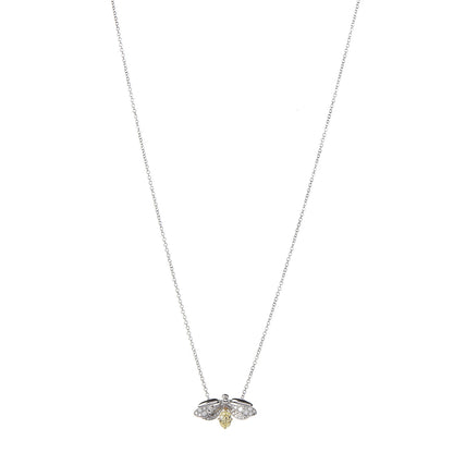Tiffany Platinum 18K Yellow Gold Diamond Fancy Yellow Diamond Paper Flowers Firefly Pendant Necklace 1 of 7