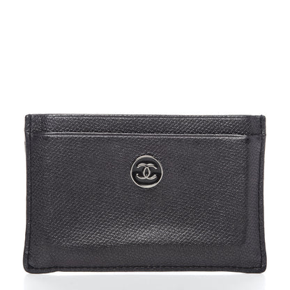 Chanel Grained Calfskin CC Button Card Holder Black 1 of 7