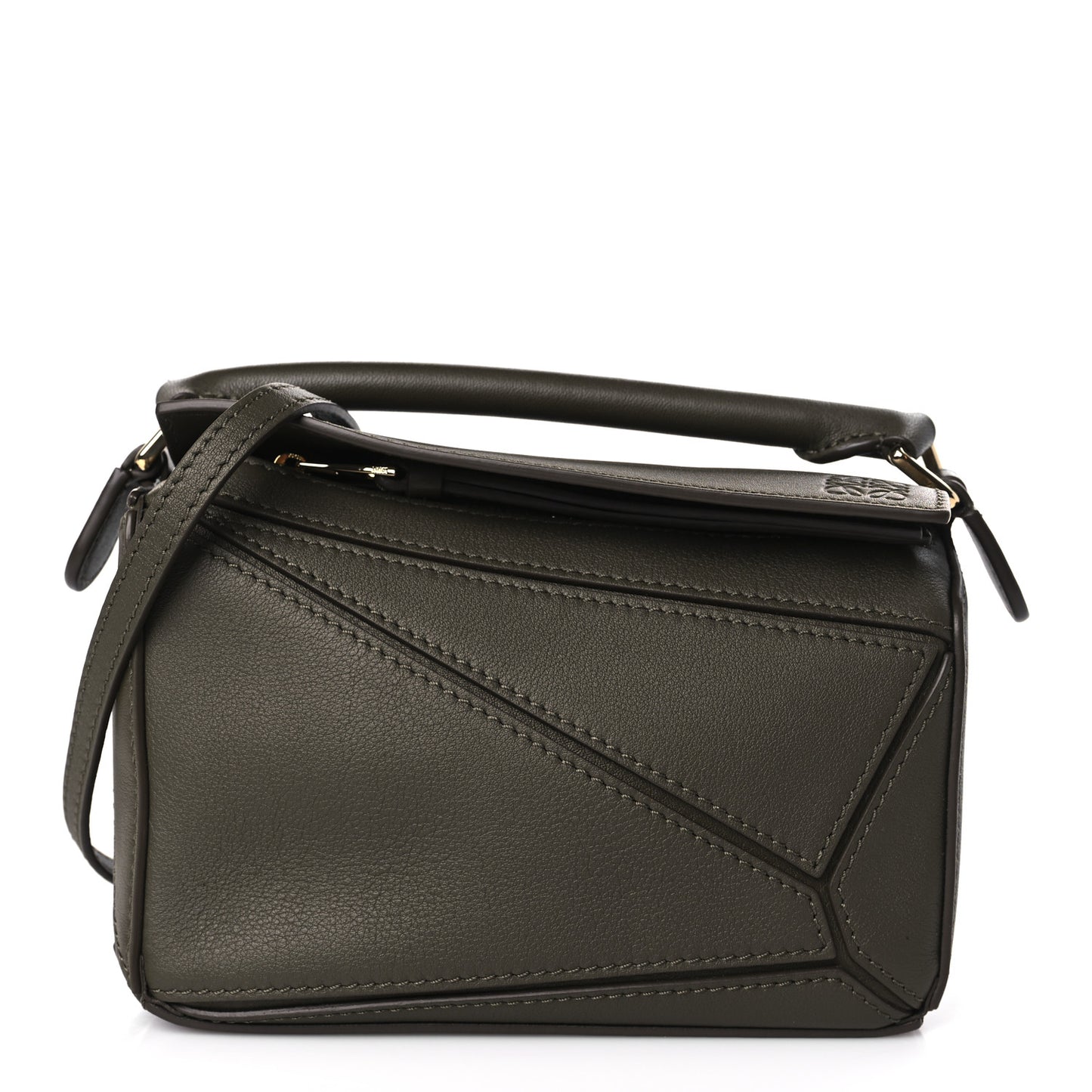 Calfskin Mini Puzzle Bag Khaki Green