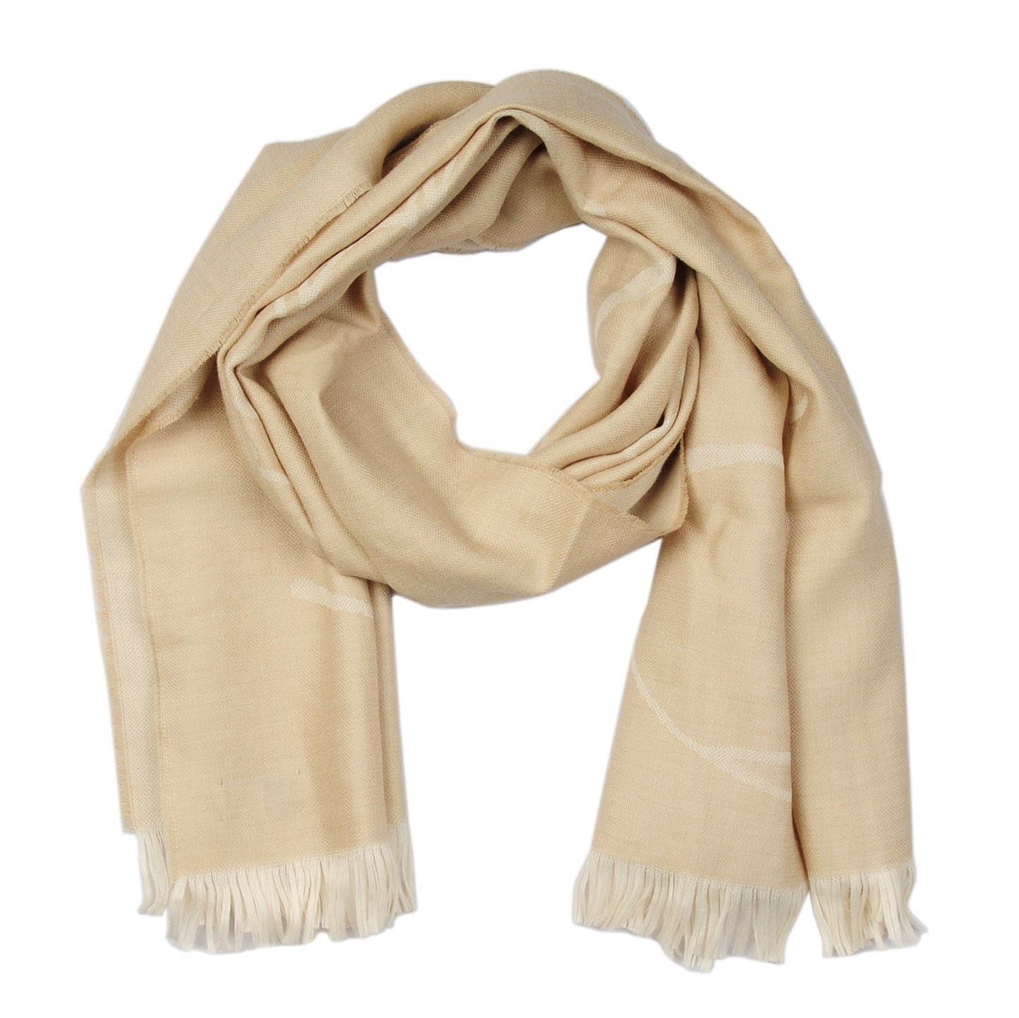 Cashmere Linen Logo Scarf Beige