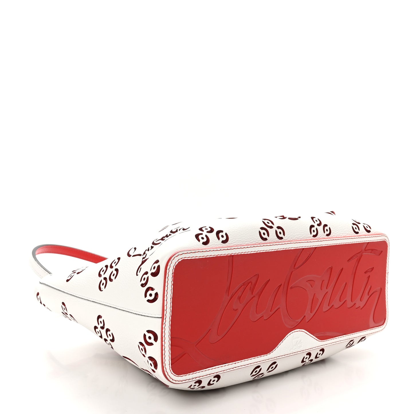 Calfskin Perforated Small Loubinthesky Cabarock Spikes Tote Snow