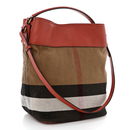 Burberry Canvas Mega Check Medium Ashby Tassel Hobo Cinnamon Red 3 of 15