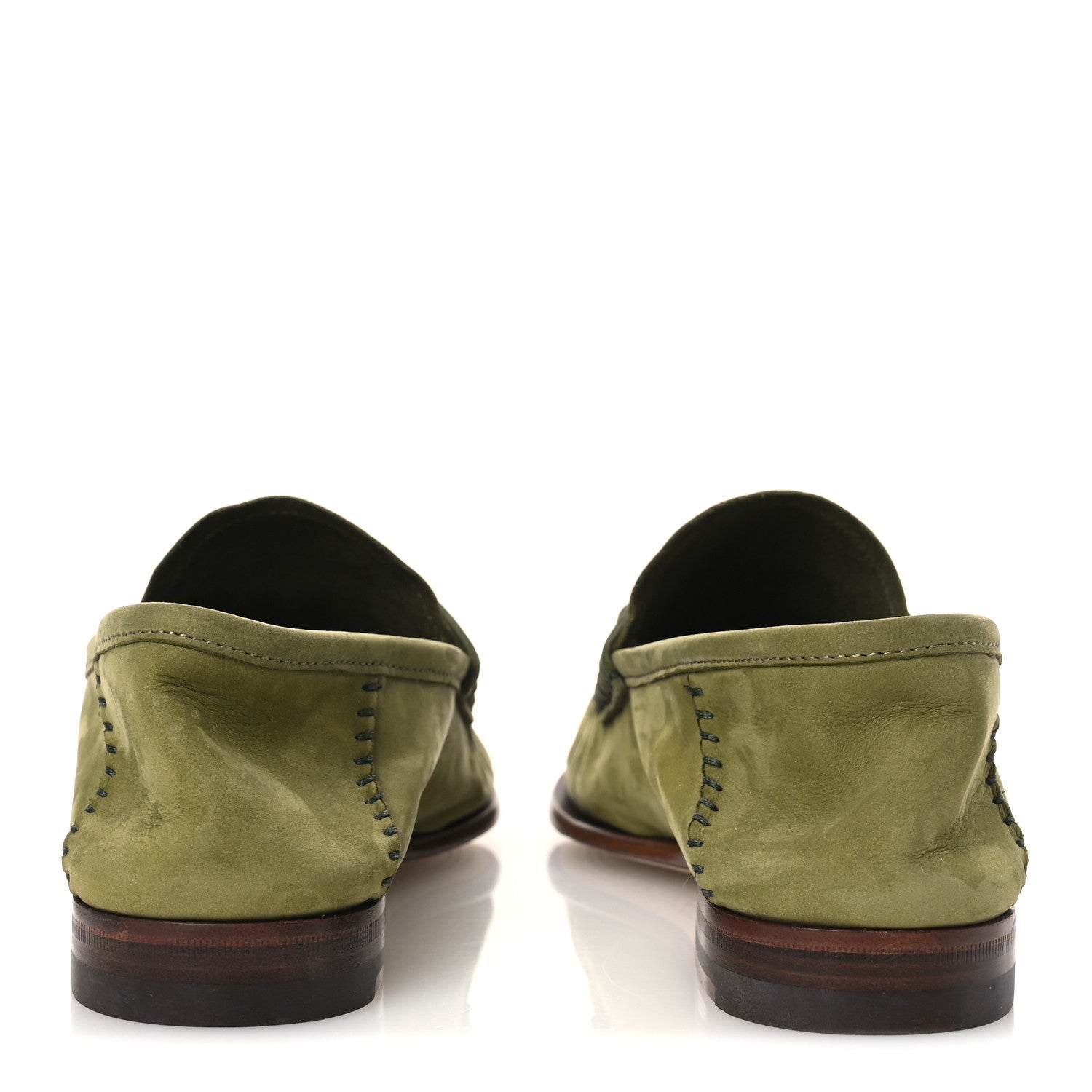 Gucci Nubuck Womens Horsebit Loafers 37 Herbs Light Green 6 of 12