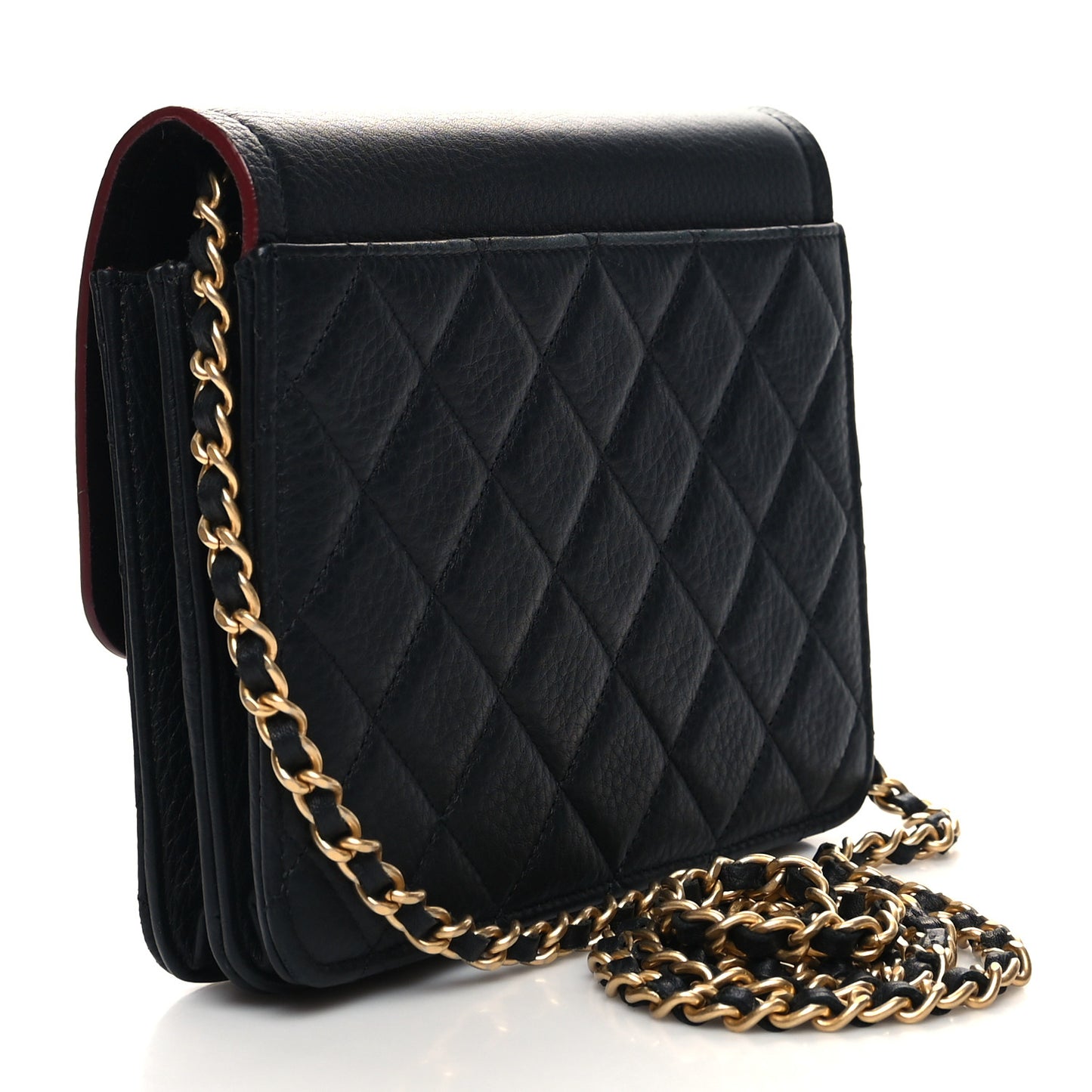 Calfskin Quilted Archi Chic Square Wallet On Chain WOC Black
