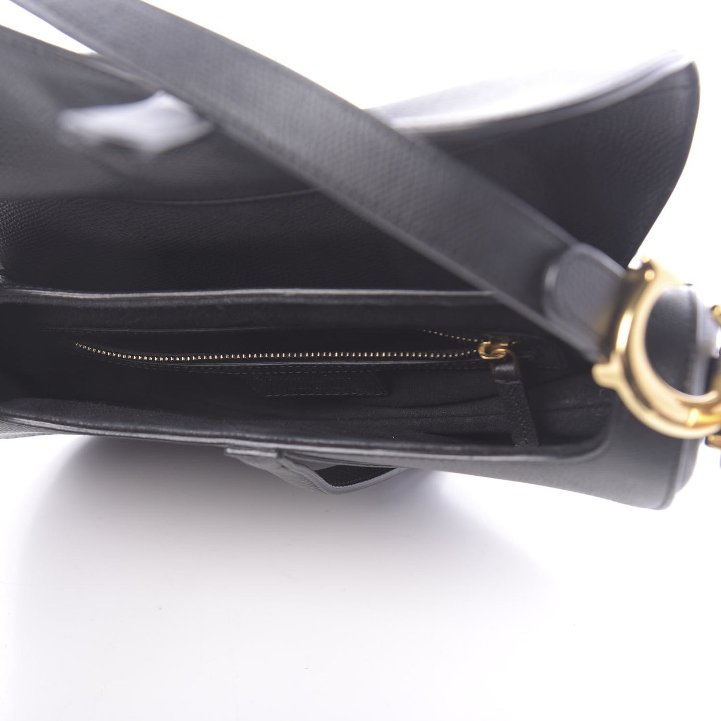 Grained Calfskin Saddle Bag Black