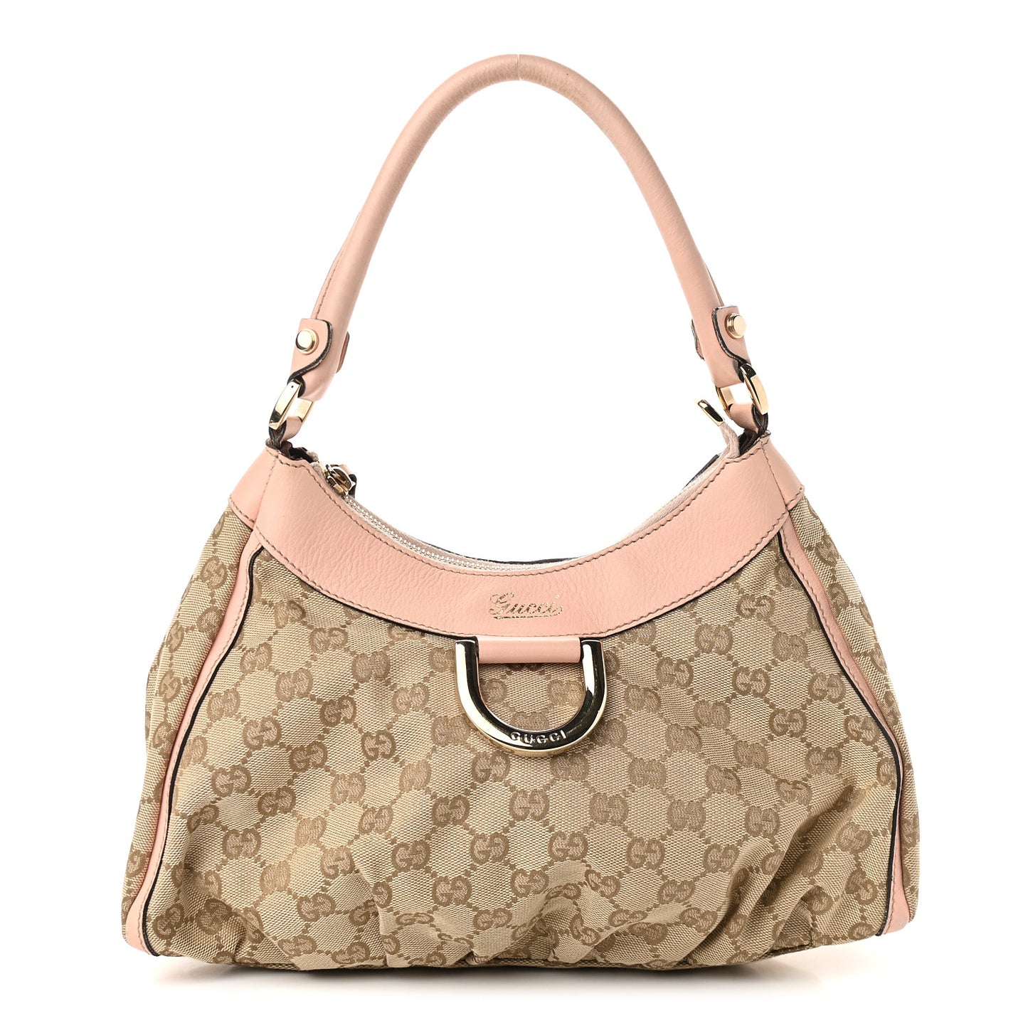 Monogram Medium D Gold Ring Hobo Pink