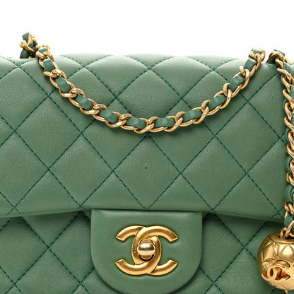 Chanel Lambskin Quilted Mini Pearl Crush Flap Dark Green 4 of 11
