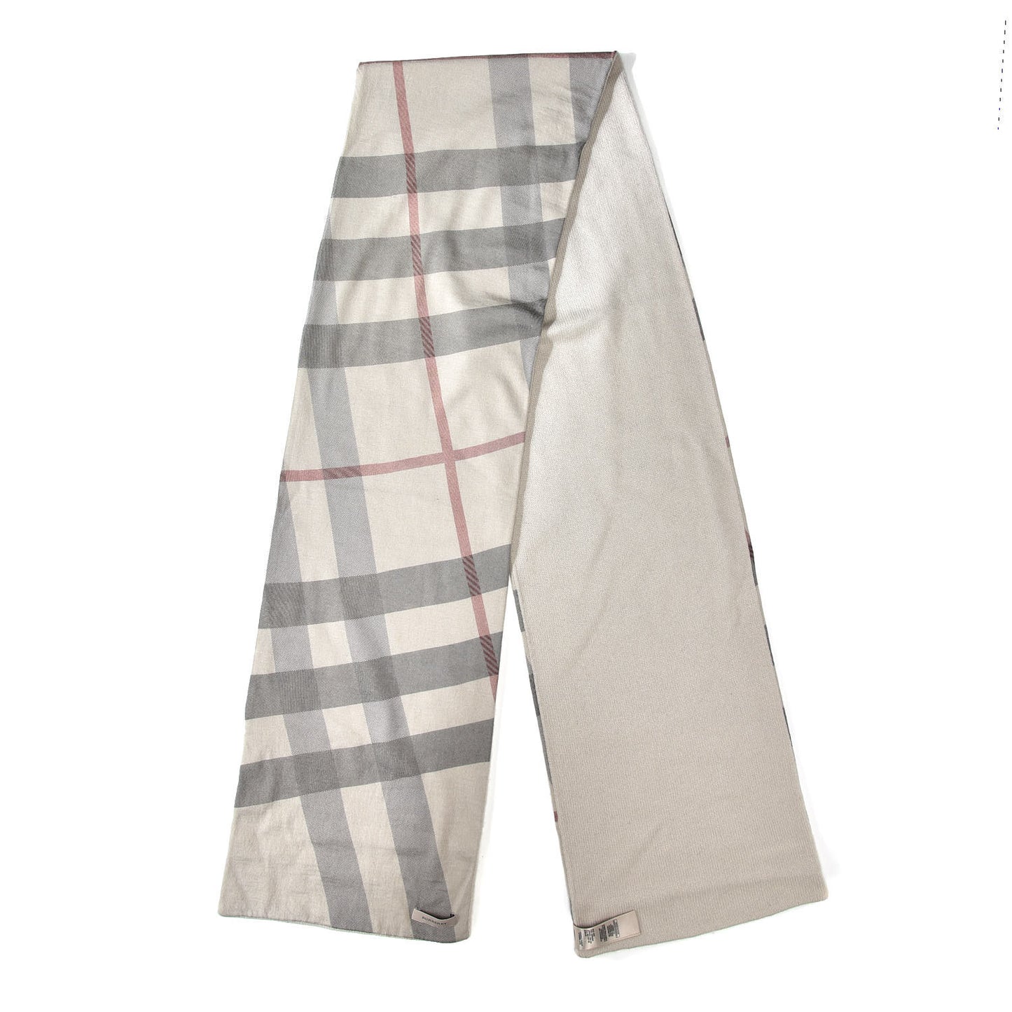 Cashmere Knitted Giant Check Scarf Pale Grey Melange