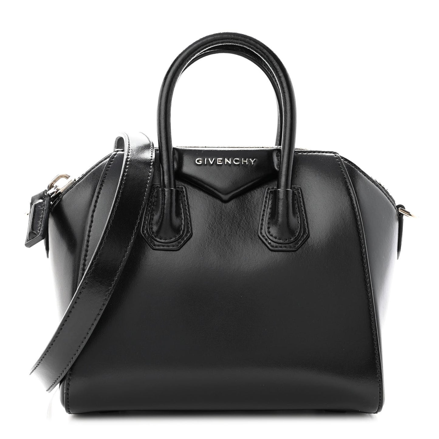 Shiny Lord Calfskin Mini Antigona Black