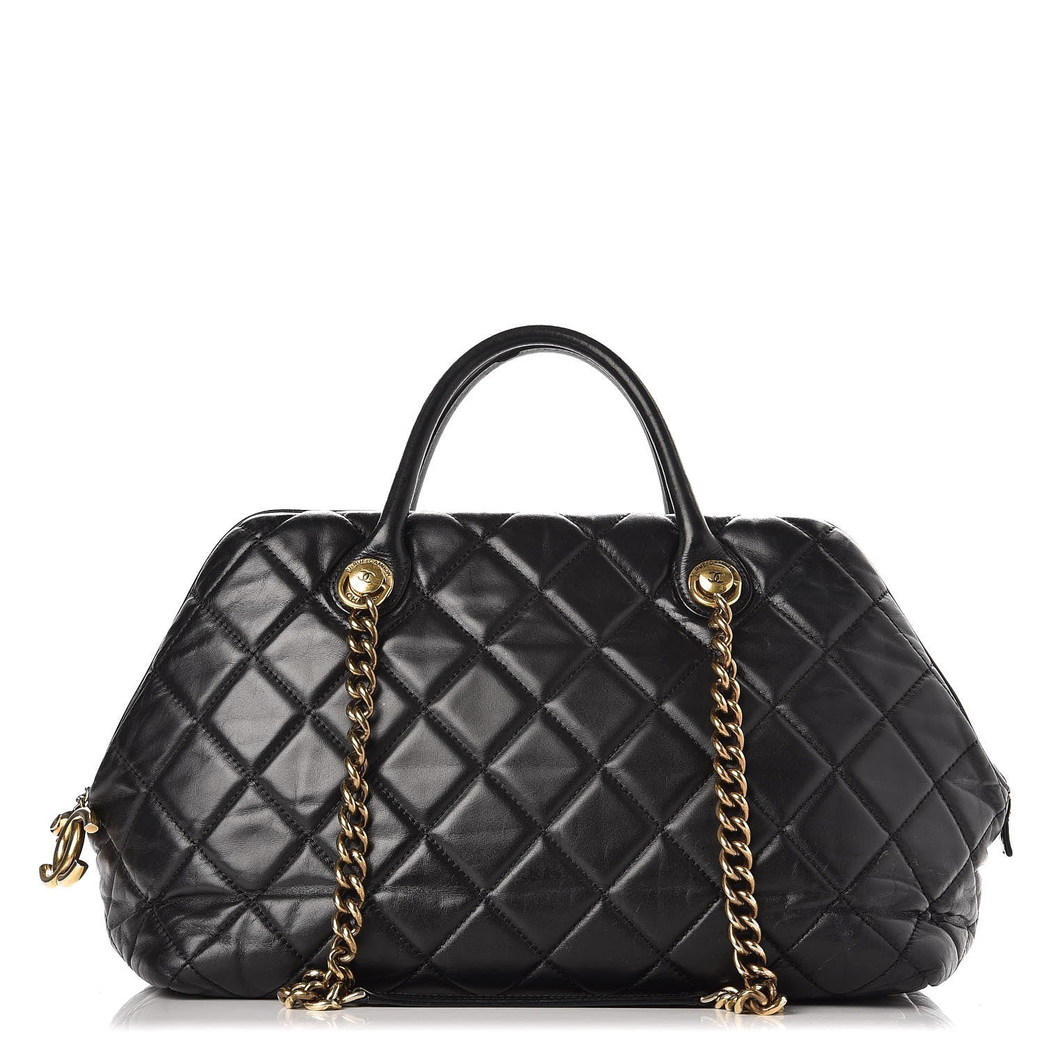 Chanel Glazed Calfskin Castle Rock Bowling Bag Black 1 of 18