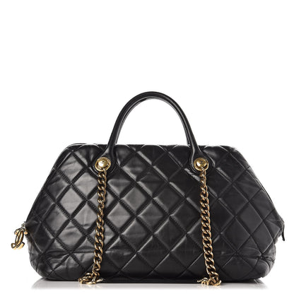 Chanel Glazed Calfskin Castle Rock Bowling Bag Black 1 of 18