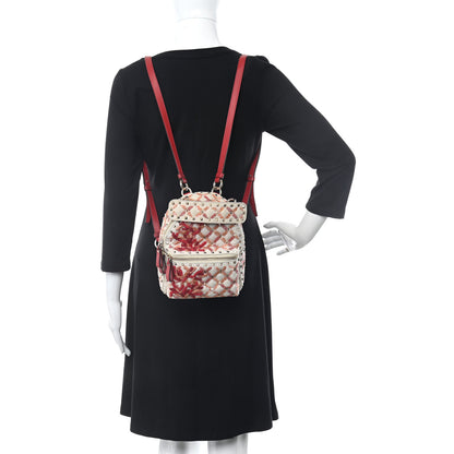 Valentino Garavani Canvas Beaded Mini Rockstud Spike Backpack Red 3 of 9