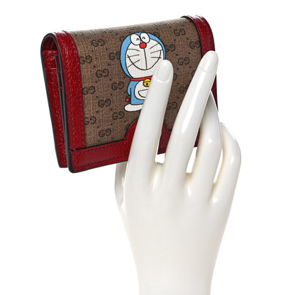 Gucci X DORAEMON Mini Vintage GG Supreme Monogram Card Case Wallet Beige Cherry Red 2 of 10