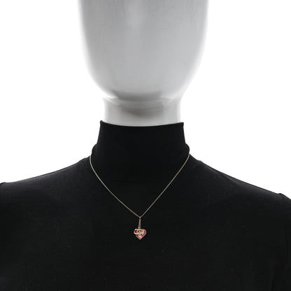 Chanel Enamel Heart CC Charm Necklace Gold 2 of 5