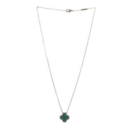 Van Cleef & Arpels 18K Yellow Gold Malachite Vintage Alhambra Pendant Necklace 3 of 8
