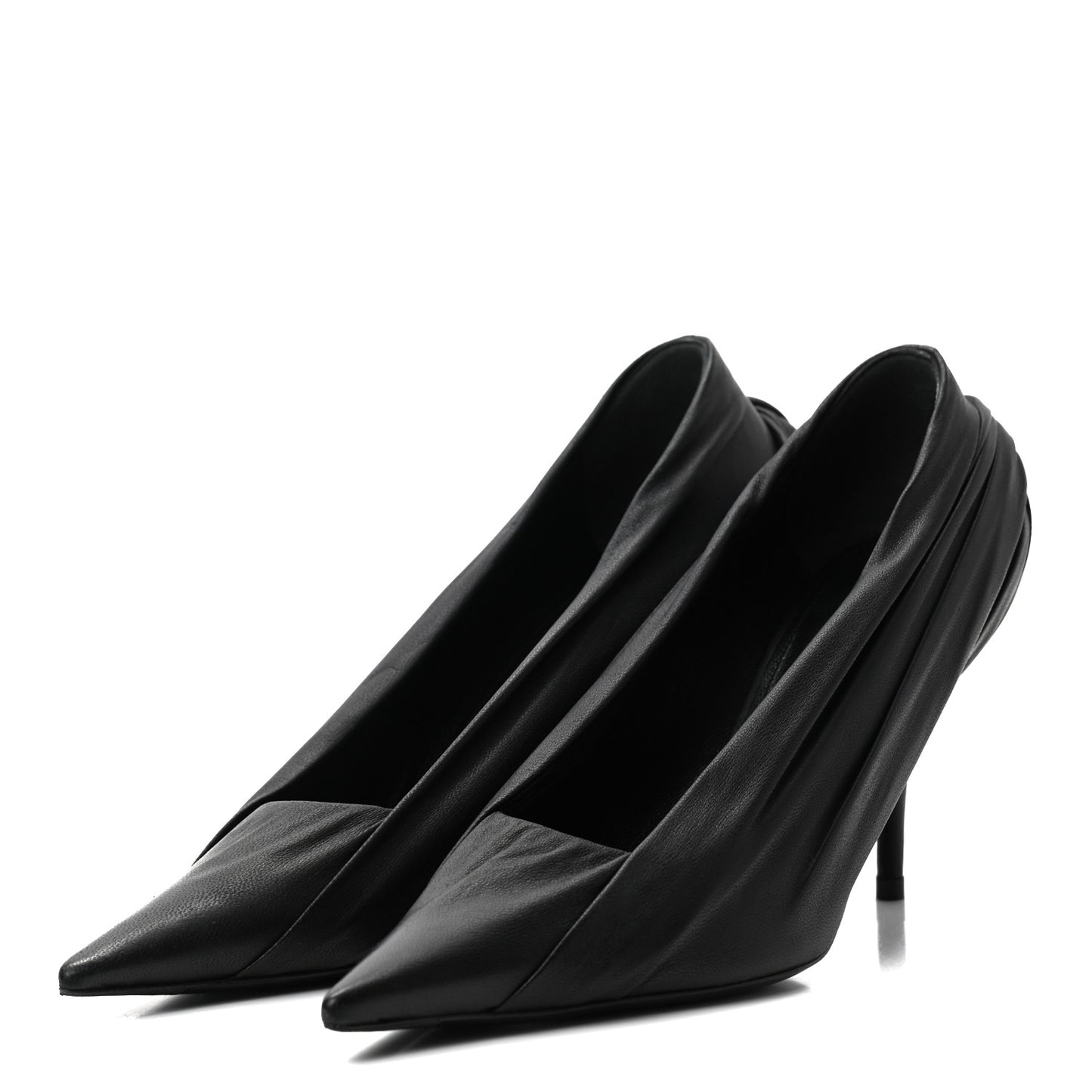 Jersey Crepe Drape Knife Pointed Pumps 37 Black