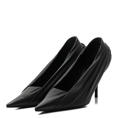 Balenciaga Jersey Crepe Drape Knife Pointed Pumps 37 Black 3 of 9