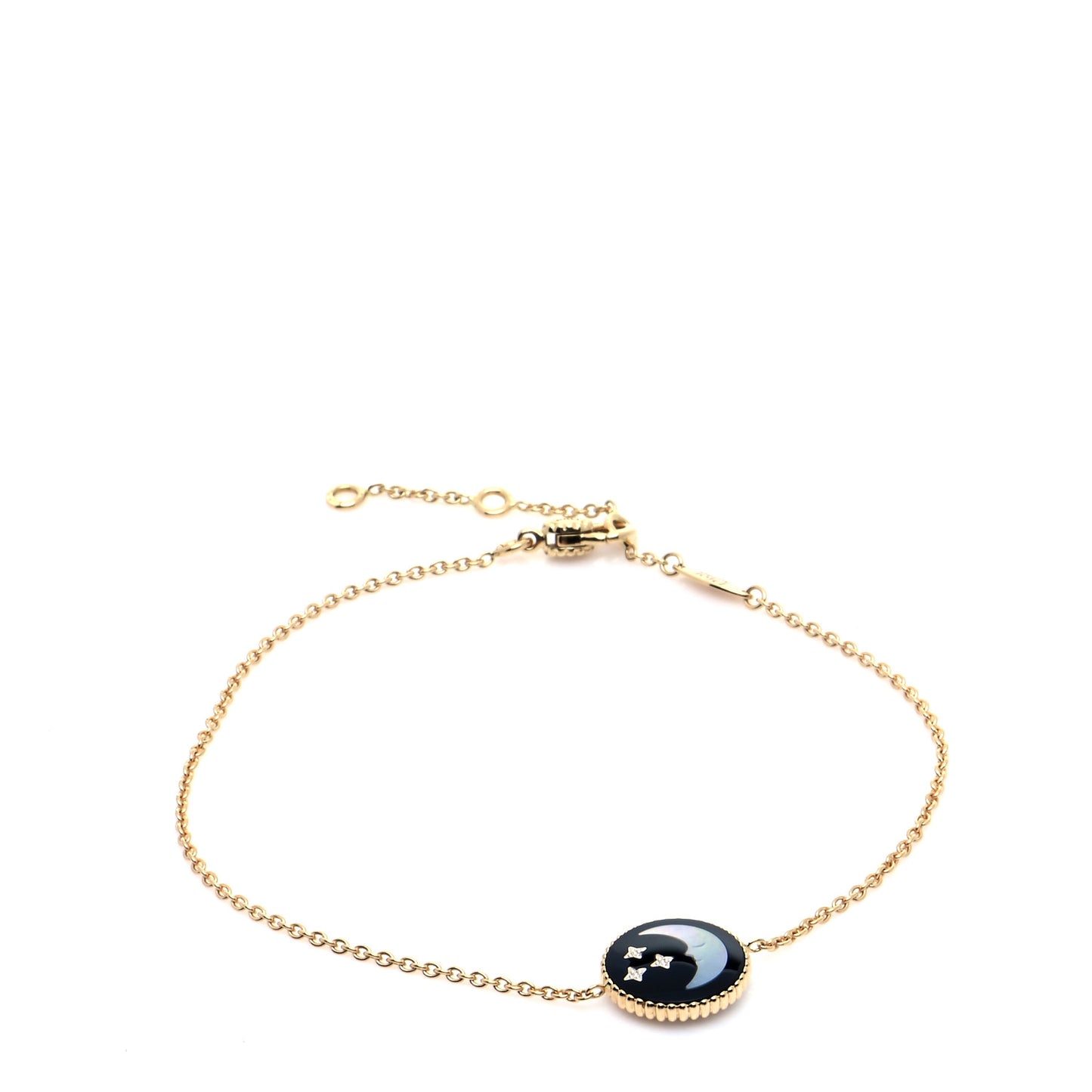 18K Yellow Gold Diamond Black Onyx Mother of Pearl Rose Celeste Bracelet