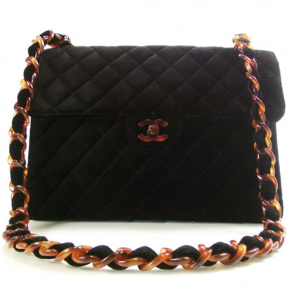 Chanel Velvet Quilted Bekko Chain Jumbo Flap Black 1 of 12