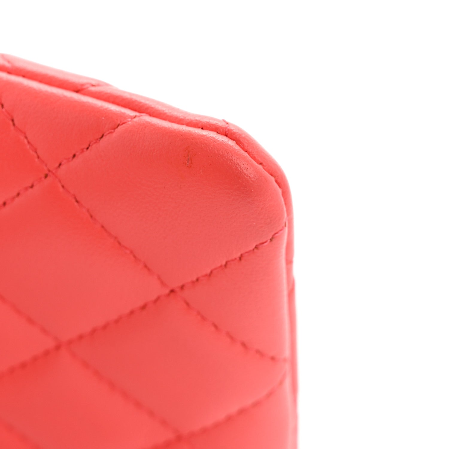 Chanel Lambskin Quilted Zip Card Holder Wallet Coral 9 of 9
