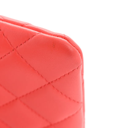 Chanel Lambskin Quilted Zip Card Holder Wallet Coral 9 of 9