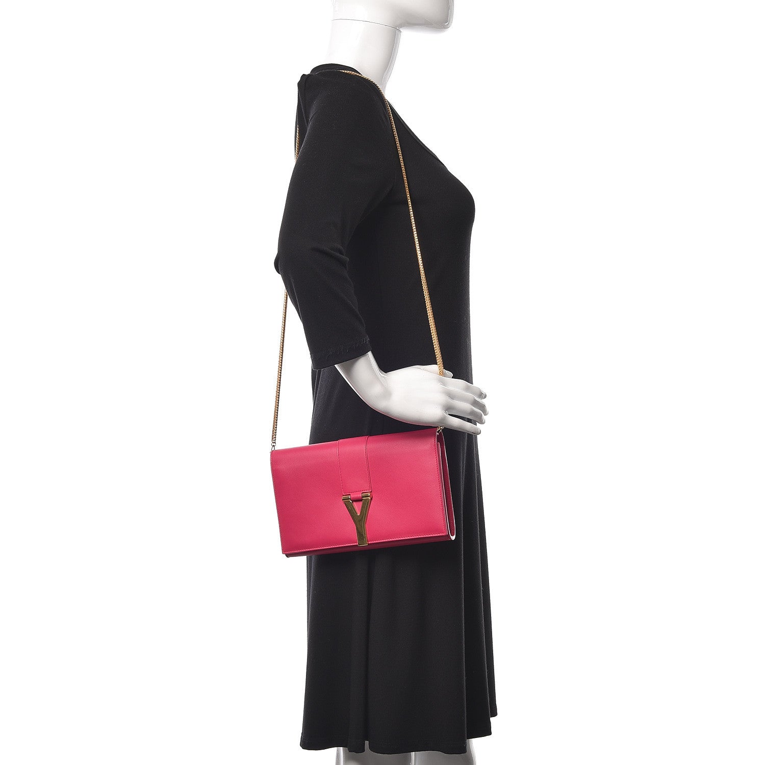 Saint Laurent Calfskin Classic Y Ligne Chain Wallet Bubblegum 2 of 10