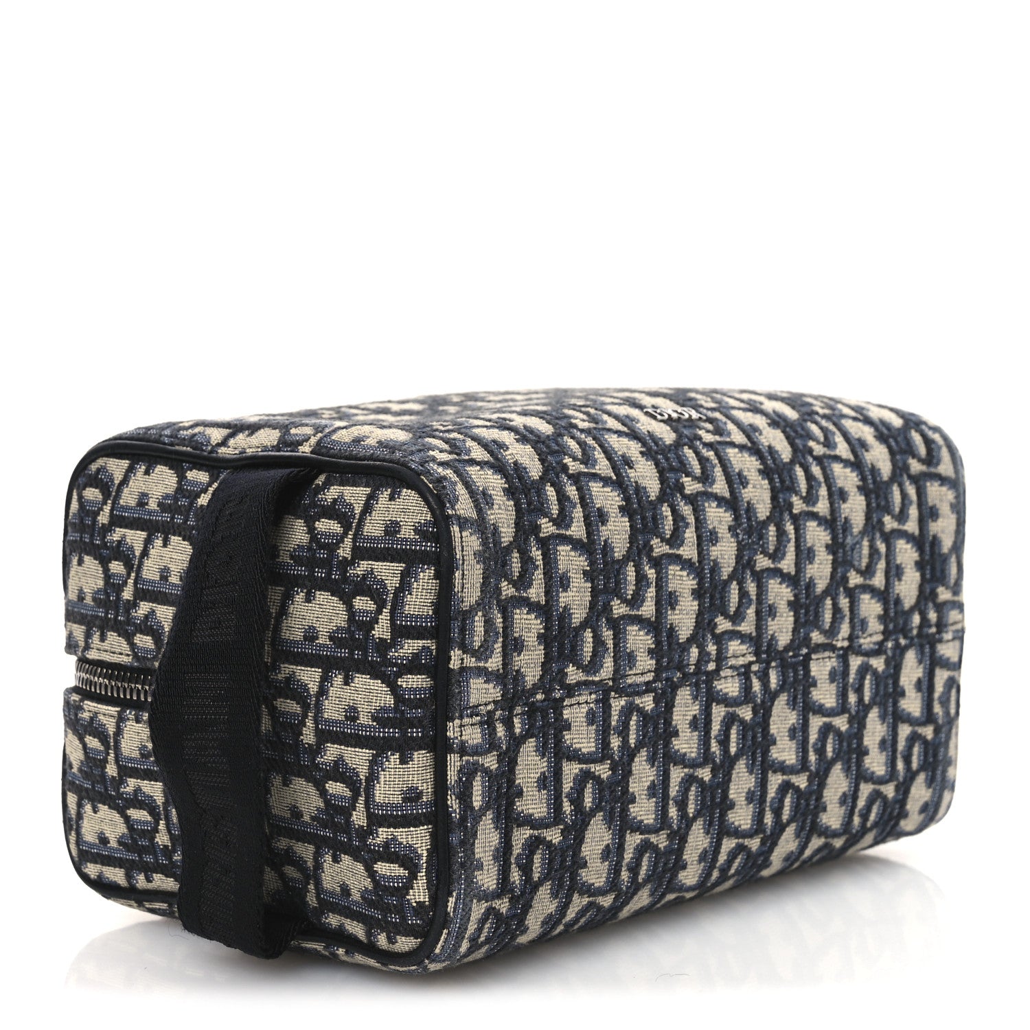 Christian Dior Oblique Jacquard Grained Calfskin Lingot Toiletry Case Blue Black 4 of 11