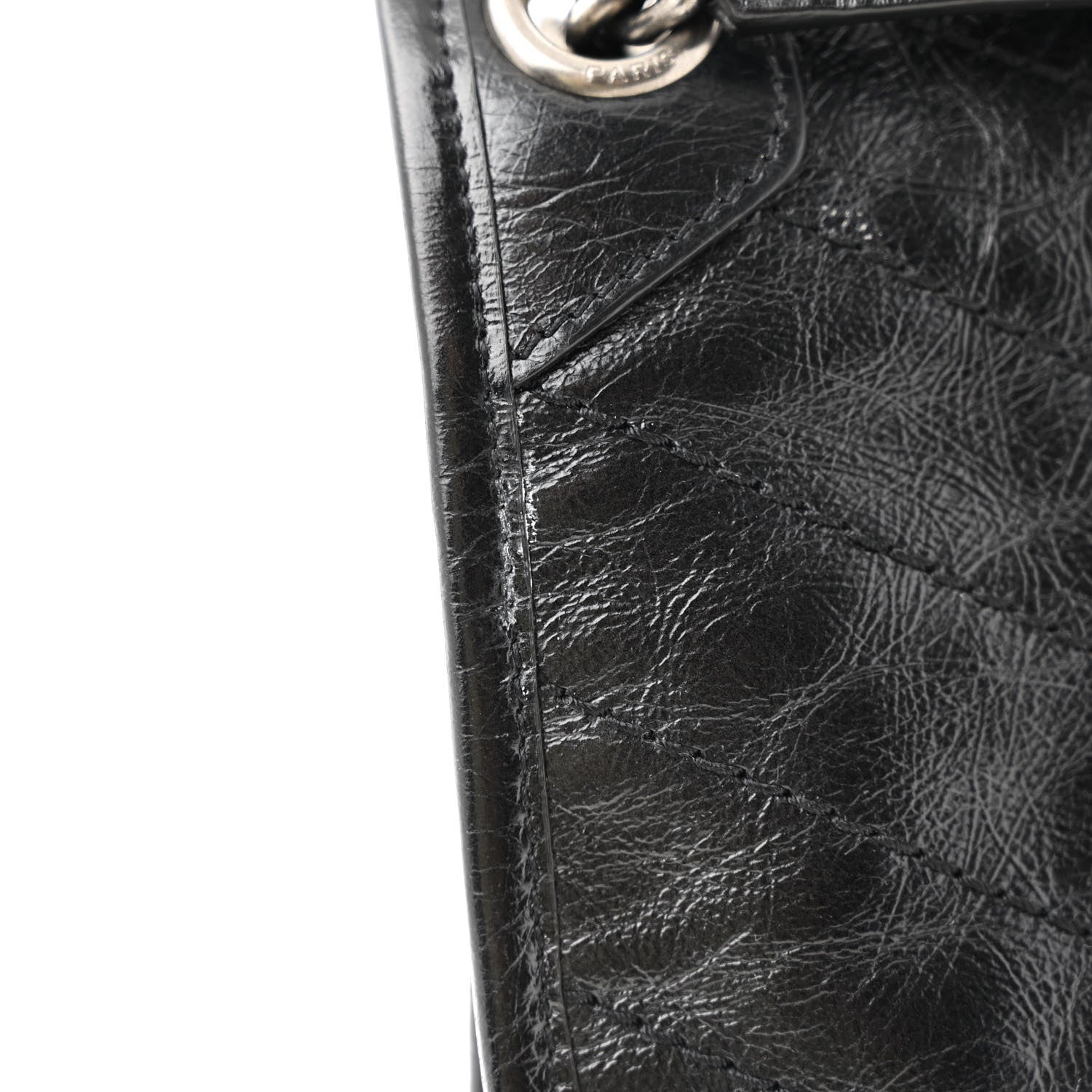 Saint Laurent Crinkled Calfskin Matelasse Monogram Medium Niki Chain Satchel Black 12 of 12