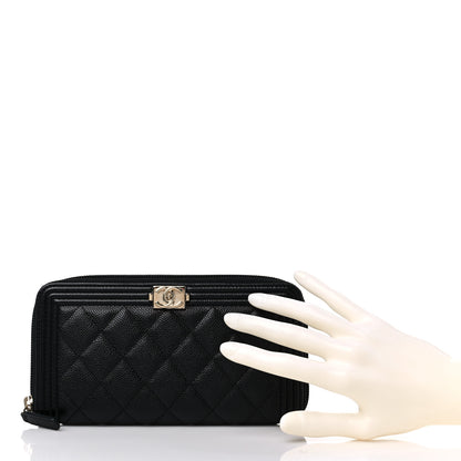 Chanel Caviar Quilted Boy Long Zip Around Wallet Black 2 of 11