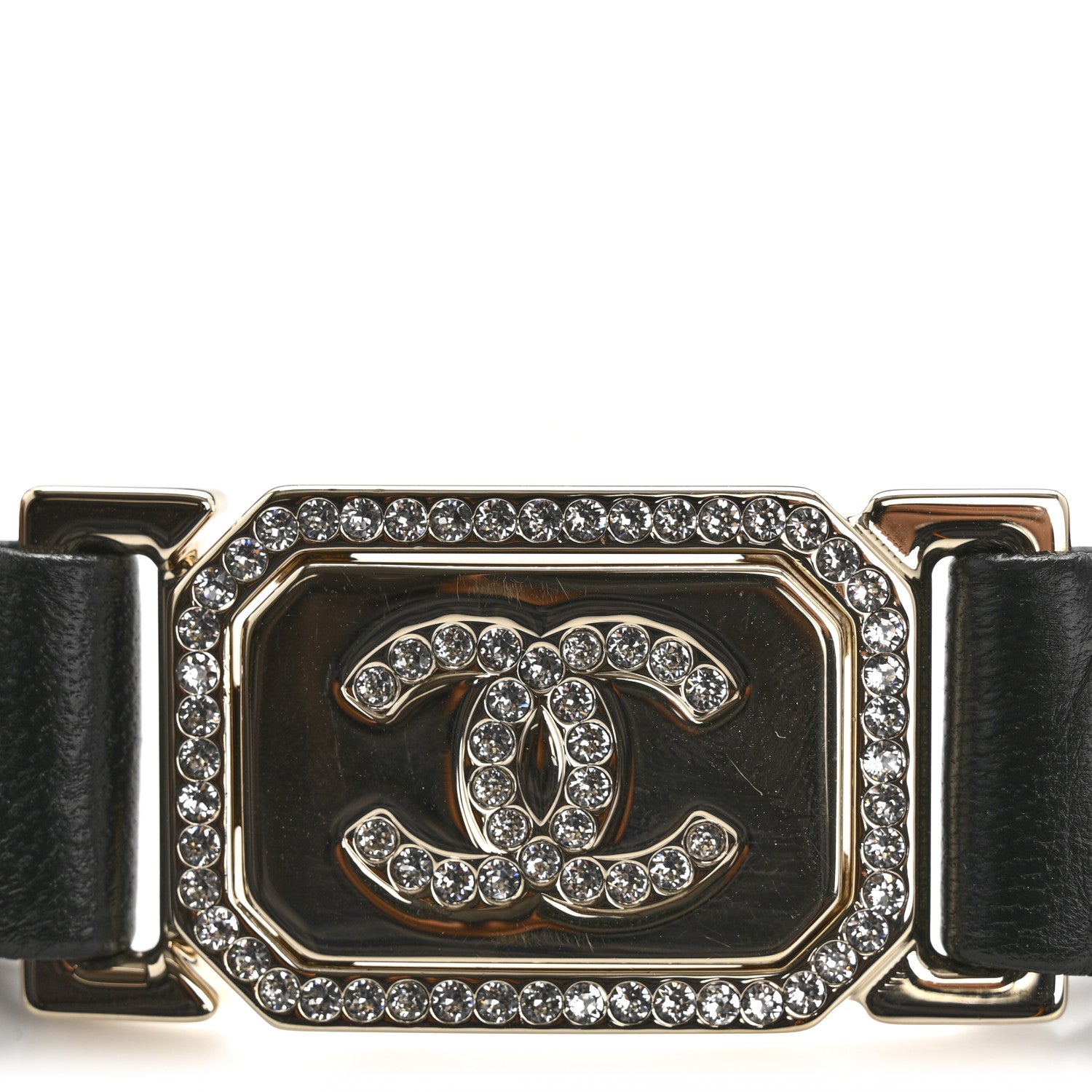 Chanel Lambskin Ruched Crystal CC Belt 75 30 Black 4 of 4