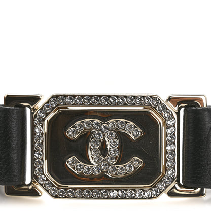 Chanel Lambskin Ruched Crystal CC Belt 75 30 Black 4 of 4