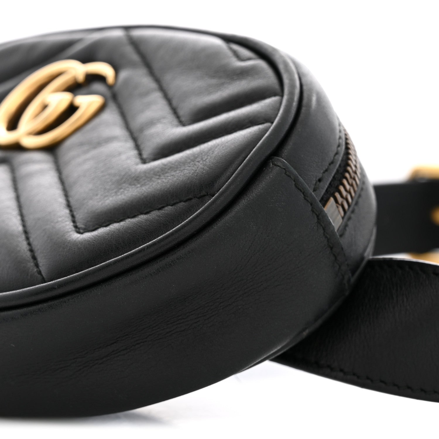 Gucci Calfskin Matelasse GG Marmont Belt Bag 75 30 Black 10 of 12