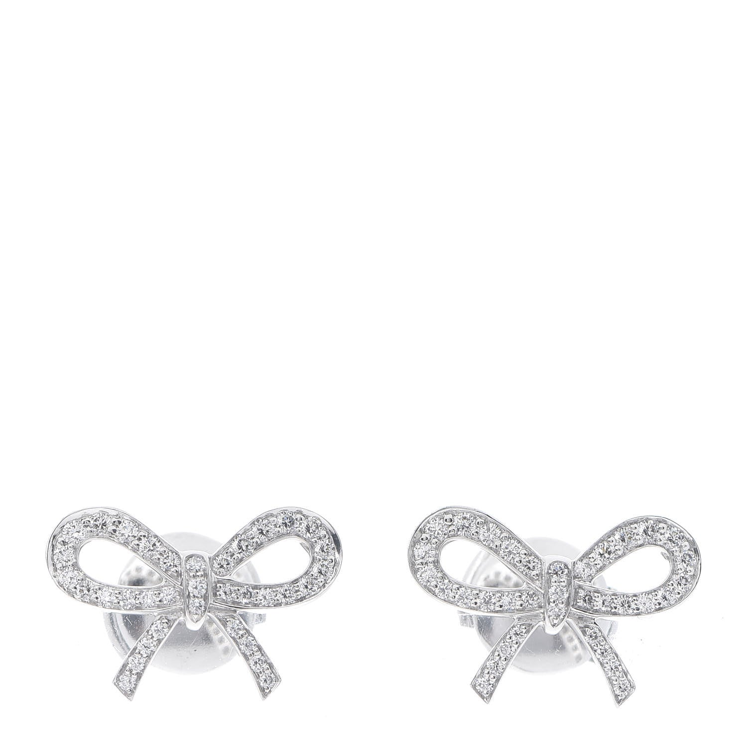 Tiffany Platinum Diamond Bow Earrings 1 of 3