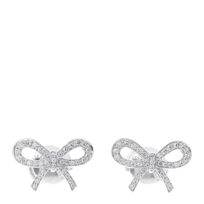 Tiffany Platinum Diamond Bow Earrings 1 of 3