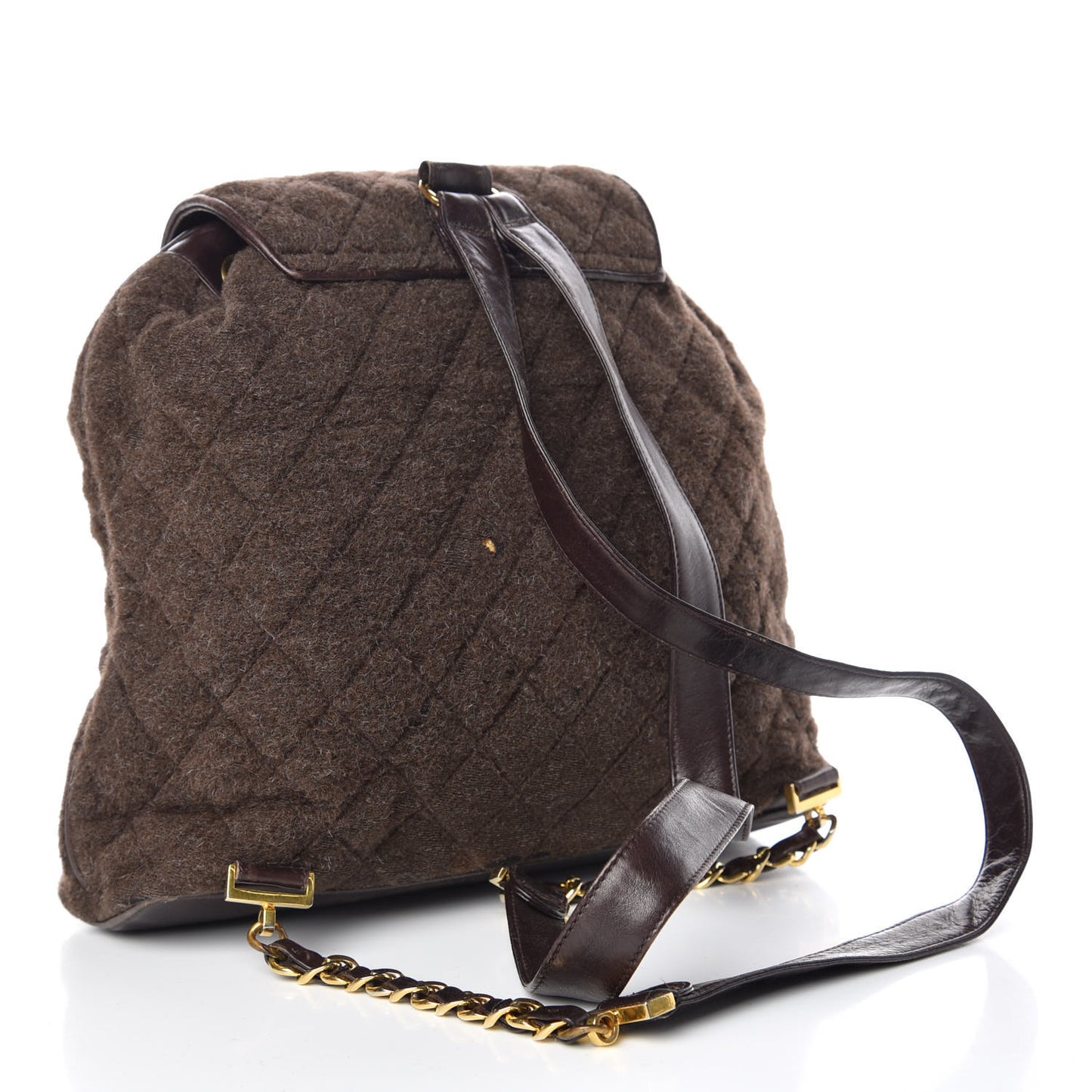 Wool Quilted Backpack Brown